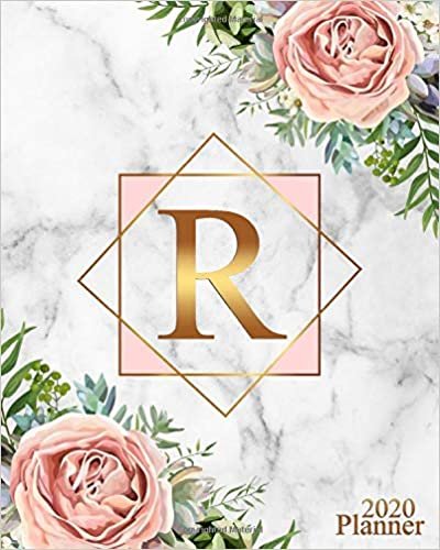 okumak 2020 Planner: Floral Pink Gold Weekly Daily Organizer for Girls &amp; Women - Grey Marble Initial Monogram Letter R Agenda &amp; Calendar With To-Do’s, U.S. ... &amp; Inspirational Quotes, Vision Board &amp; Notes.