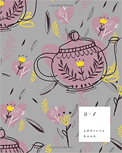 okumak A-Z Address Book: 8x10 Large Notebook for Contact and Birthday | Journal with Alphabet Index | Folk Pot Floral Design | Gray