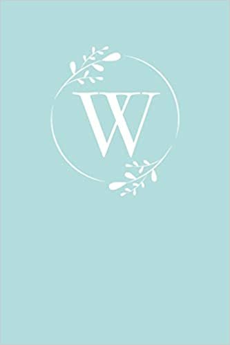 okumak W: 110 Sketch Pages (6 x 9) | Light Blue Monogram Sketchbook Notebook with a Simple Floral Emblem | Personalized Initial Letter | Monogramed Sketchbook