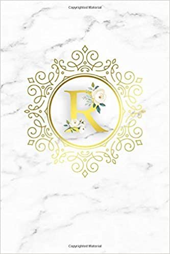 okumak R: Cute Marble &amp; Gold Monogram Initial Letter R College Ruled Notebook for Girls &amp; Women - Elegant Personalized Medium Lined Journal &amp; Diary for Writing &amp; Notes.