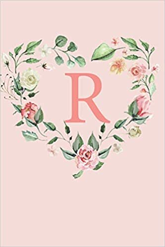 okumak R: A Soft Pink Floral Heart Wreath Monogram Sketchbook | 110 Sketchbook Pages (6 x 9) | Floral Watercolor Monogram Sketch Notebook | Personalized Initial Letter Journal | Monogramed Sketchbook