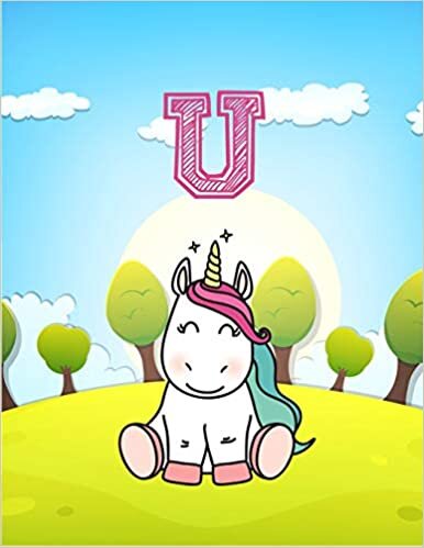 okumak U: Monogram Initial U with Little Unicorn Notebook for Kids, Children, Girl, Boy 8.5x11