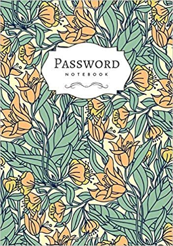 okumak Password Notebook: B5 Login Journal Organizer Medium with A-Z Alphabetical Tabs | Large Print | Fantasy Floral Leaf Design Yellow