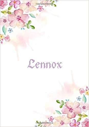 okumak Lennox: 7x10 inches 110 Lined Pages 55 Sheet Floral Blossom Design for Woman, girl, school, college with Lettering Name,Lennox