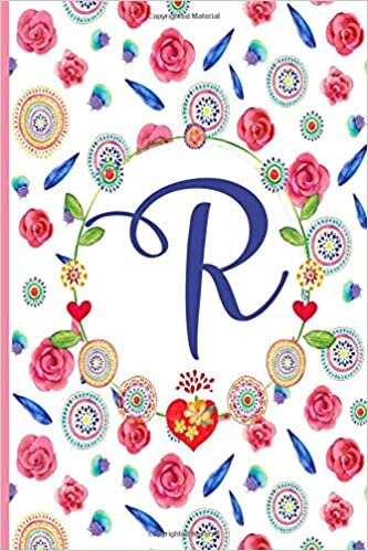 okumak R: R: Monogram Initials Notebook for Women and Girls, Pink Floral 110 page 6x9 inch ,&quot;R&quot; monogram notebook