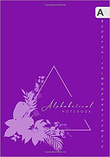 okumak Alphabetical Notebook: A5 Lined-Journal Organizer Medium with A-Z Alphabet Tabs Printed | Floral Wreath Triangle Design Purple