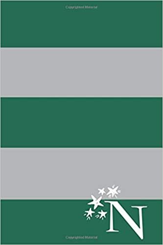 okumak N: 6x9 Lined Personalized Writing Notebook Journal, 120 pages — Monogram Initial Letter N with Magical Stars on Emerald Green &amp; Silver Gray Background (Monogrammed School Journals for Kid’s Gift)