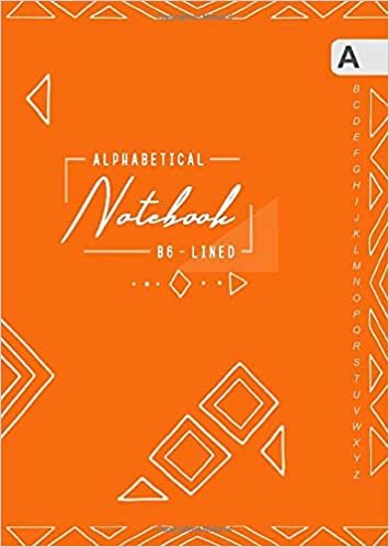 okumak Alphabetical Notebook B6: Small Lined-Journal Organizer with A-Z Tabs Printed | Tribal Design Orange