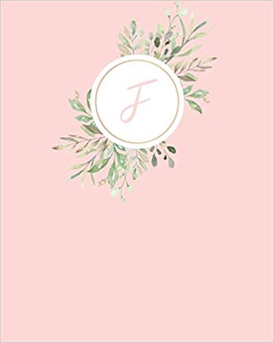 okumak F: 110 Dot-Grid Pages | Pink Monogram Journal and Notebook with a Simple Vintage Floral Green Leaves Design | Personalized Initial Letter Journal for Women and Girls | Pretty Monogramed Notebook