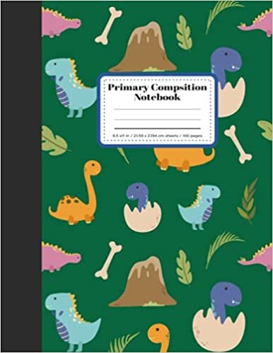 okumak Primary Composition Notebook: Primary Story Journal with Picture Space and Dotted Midline - Learn to Draw and Write Primary Journal Grades k-2 ... 8.5 x 11 inch (120 pages | Dinosaur Theme)
