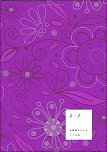 okumak A-Z Address Book: B5 Medium Notebook for Contact and Birthday | Journal with Alphabet Index | Hand-Drawn Flower Cover Design | Purple