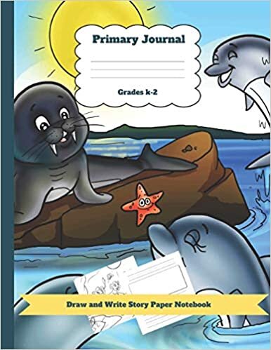 okumak Primary Journal Grades k-2 Draw and Write Story Paper Notebook: Dolphin Theme Dashed Mid Line and Picture Space Plus Coloring Pages for Boys and Girls (Efrat Haddi Primary Notebooks, Band 15)