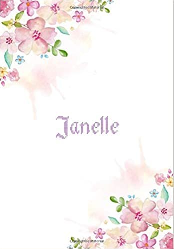 okumak Janelle: 7x10 inches 110 Lined Pages 55 Sheet Floral Blossom Design for Woman, girl, school, college with Lettering Name,Janelle