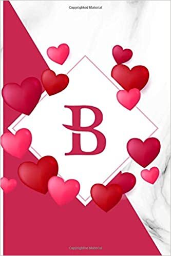 okumak Letter B Red Love monogram Notebook: Cute Love Initial Monogram Letter B Notebook. Pretty Personalized Medium Lined Journal &amp; Diary - 6 x 9 - White Marbles Heart for Valentines Day and love days