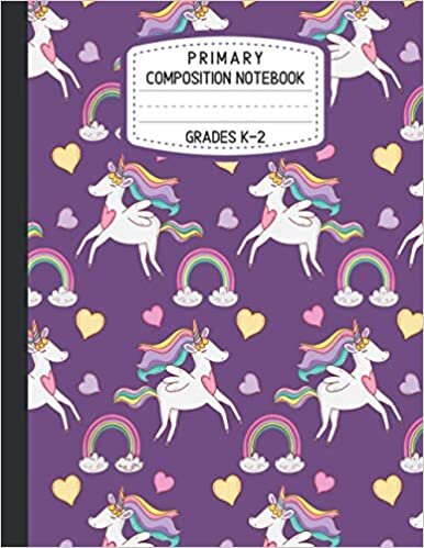 okumak composition notebook unicorn rainbow heart: Draw And Write journal For Kids, K-2 Primary Story Journal With Dotted Midline And Picture Space, Cute ... 100 Pages 8.5&quot;x11&quot; Soft Cover, Matte Finish.