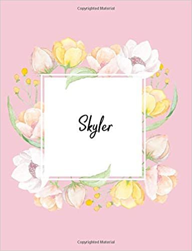 okumak Skyler: 110 Ruled Pages 55 Sheets 8.5x11 Inches Water Color Pink Blossom Design for Note / Journal / Composition with Lettering Name,Skyler