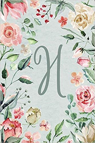 okumak Notebook 6”x9” Lined, Letter/Initial H, Teal Pink Floral Design (Notebook 6”x9” Alphabet Series – Letter H, Teal Pink Floral Design)