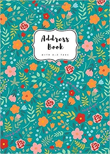okumak Address Book with A-Z Tabs: B6 Contact Journal Small | Alphabetical Index | Colorful Mini Floral Design Teal