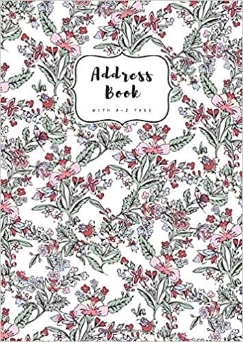 okumak Address Book with A-Z Tabs: B6 Contact Journal Small | Alphabetical Index | Fantasy Vintage Floral Design White