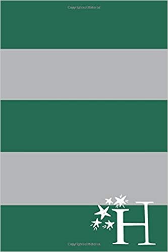 okumak H: 6x9 Lined Personalized Writing Notebook Journal, 120 pages — Monogram Initial Letter H with Magical Stars on Emerald Green &amp; Silver Gray Background (Monogrammed School Journals for Kid’s Gift)