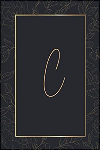 okumak C: Gold Monogram Initial Letter C gold Floral Notebook Journal for Women, Girls and School Wide Rule - Journal Gift, 110 Pages, 6x9, Soft Cover