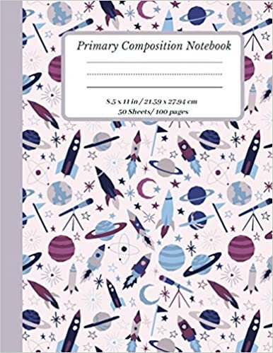 okumak Primary Composition Book: Primary composition notebook | handwriting practice books for kids |kindergarten writing paper with lines and drawing space | Grades K-2 | Boy&#39;s Space Rockets Cover Vol.31
