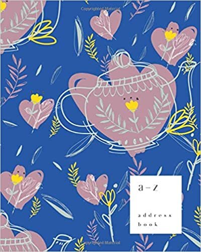 okumak A-Z Address Book: 8x10 Large Notebook for Contact and Birthday | Journal with Alphabet Index | Folk Pot Floral Design | Blue