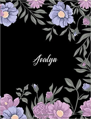 okumak Avalyn: 110 Ruled Pages 55 Sheets 8.5x11 Inches Climber Flower on Background Design for Note / Journal / Composition with Lettering Name,Avalyn