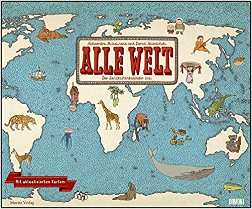 okumak Alle Welt 2021 – Landkarten-Kalender von DUMONT– Kinder-Kalender – Querformat 58,4 x 48,5 cm