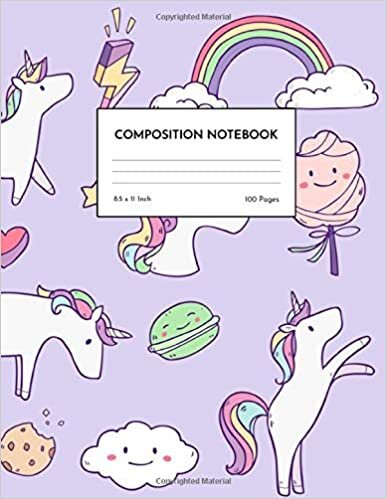 okumak Composition Notebook: Wide Ruled Pretty Unicorn Blank Lined Cute Notebooks for Girls s Kids School Writing Notes Journal - Primary Composition Notebook - Notes # 005669