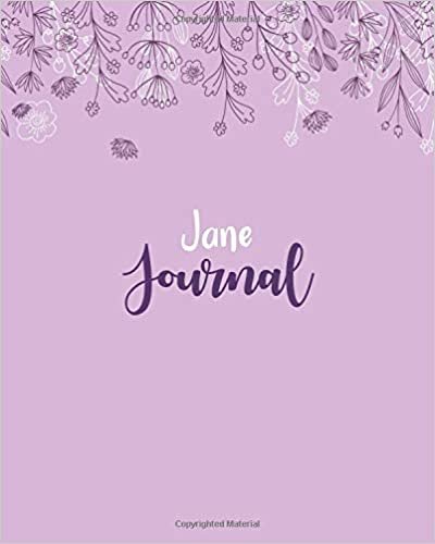 okumak Jane Journal: 100 Lined Sheet 8x10 inches for Write, Record, Lecture, Memo, Diary, Sketching and Initial name on Matte Flower Cover , Jane Journal