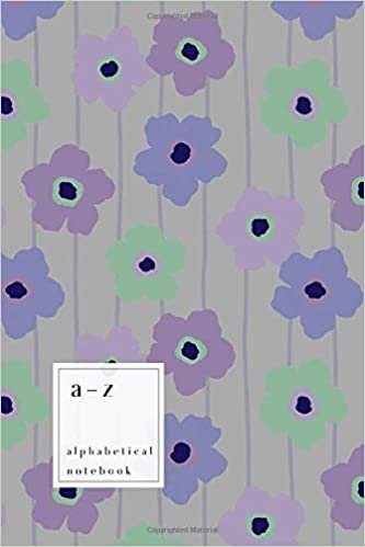 okumak A-Z Alphabetical Notebook: 4x6 Small Ruled-Journal with Alphabet Index | Vertical Stripe Cute Flower Cover Design | Gray