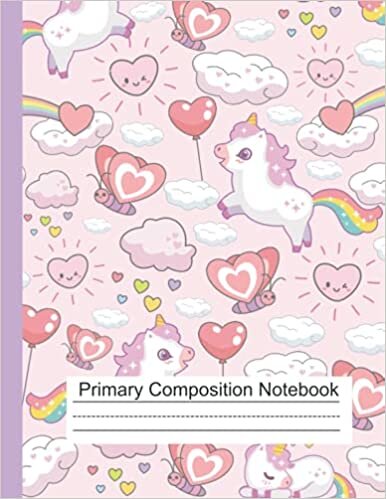 okumak Primary Composition Notebook: Unicorn Story Journal: Dotted Midline and Picture Space | Grades K-2 School Exercise Book | For Journal, Doodling, Sketching and Notes (Cute Notebook for Girls or Boys)