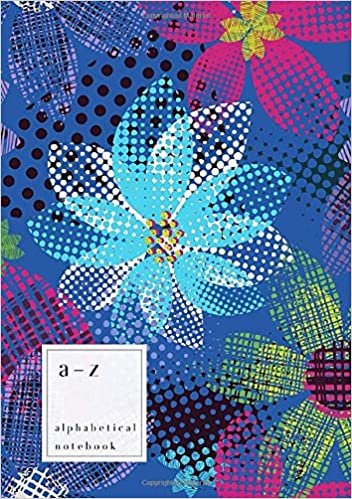 okumak A-Z Alphabetical Notebook: A5 Medium Ruled-Journal with Alphabet Index | Abstract Grunge Flower Cover Design | Blue