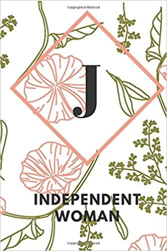 okumak J (INDEPENDENT WOMAN): Monogram Initial &quot;J&quot; Notebook for Women and Girls, green and creamy color.