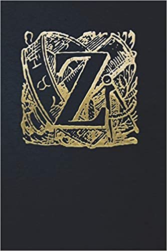 okumak Notebook: Art Nouveau Initial Z - Gold on Black - Lined Diary / Journal