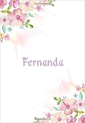 okumak Fernanda: 7x10 inches 110 Lined Pages 55 Sheet Floral Blossom Design for Woman, girl, school, college with Lettering Name,Fernanda
