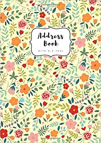 okumak Address Book with A-Z Tabs: B6 Contact Journal Small | Alphabetical Index | Colorful Mini Floral Design Yellow