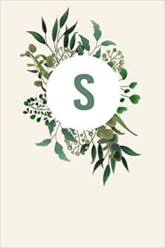 okumak S: 110 Sketchbook Pages (6 x 9) | Light Green Monogram Sketch Notebook with a Simple Vintage Floral Green Leaves Design | Personalized Initial Letter ... and Girls | Pretty Monogramed Sketchbook