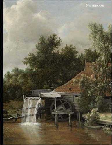 okumak Notebook: unruled, 120 pages, 8.5x11 inches (21.59 x 27.94 cm), matte cover: &quot;A Watermill&quot; (c. 1664) by Meindert Hobbema: double-sided, non-perforated, perfect binding, matte cover