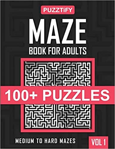 okumak PUZZTiFY Maze Book for Adults: 100+ Medium to Hard Mazes Puzzles with Solutions - Large Print - Vol. 1