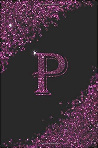 okumak P letter glitter Lined Notebook Journal purple and black color for women girls perfect gift idea.: Journal or Diary for Kids, Girls &amp; Women
