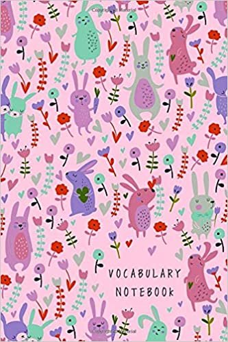okumak Vocabulary Notebook: 4x6 Notebook 2 Columns Mini | A-Z Alphabetical Tabs Printed | Lovely Bunny Flower Design Pink
