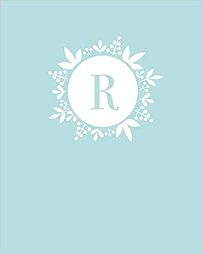 okumak R: 110 Dot-Grid Pages | Light Blue Monogram Journal and Notebook with a Simple Vintage Floral Design and a Personalized Initial Letter | Monogramed Composition Notebook