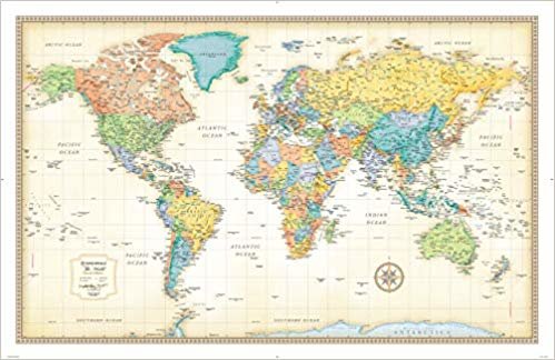 راند mcnally كلاسيكية خريطة العالم الحائط – المطبوعة المغلفة