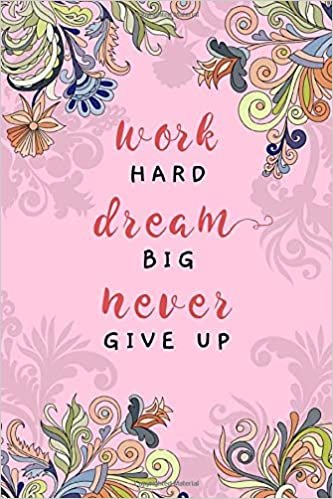 okumak Work Hard, Dream Big, Never Give Up: 4x6 Password Notebook with A-Z Tabs | Mini Book Size | Indian Curl Ornamental Floral Design Pink