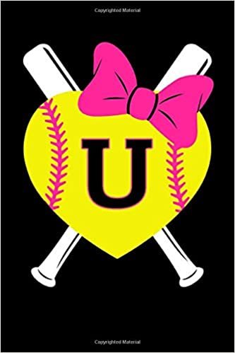 okumak Girls Softball Monogram Journal Letter U Name Sports Notebook: Love Softball Player Pink Bow Monogrammed Blank Lined Book