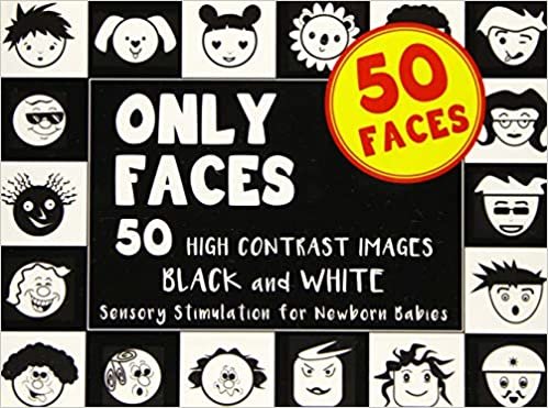 50 FACES - ONLY FACES ǀ 50 High Contrast Images BLACK and WHITE Sensory Stimulation for Newborn Babies.: Visual Stimulation educational flashcard ... maternity leave. (KHS  Early Learning)