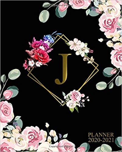 okumak 2020-2021 Planner: Nifty Floral Initial Letter Monogram J Two Year Agenda &amp; Organizer - Pretty Black &amp; Gold 2 Year Calendar &amp; Diary With To-Do’s, U.S. ... &amp; Inspirational Quotes, Vision Board &amp; Notes