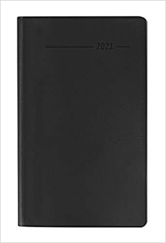 okumak Taschenplaner PVC schwarz 2021 - Büro-Kalender 9,5x16 cm - 64 Seiten - 1 Woche 1 Seite - separates Adressheft - Notiz-Heft - Alpha Edition